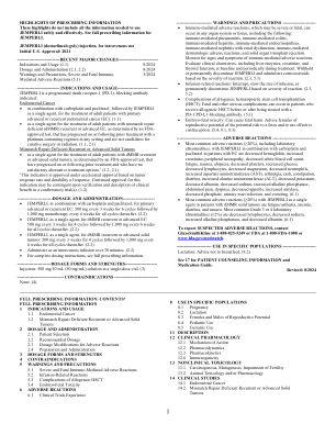 处方信息重点 这些重点不包括安全有效地使用 JEMPERLI 所需的所有信息。查看完整处方